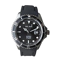 Del Mar 50411 46mm Stainless Steel Automatic Watch w/Polyurethane Band in Black with a Black dial