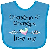 inktastic Grandma and Grandpa Love Me- Heart Grandchild Baby Bib