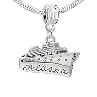 Sexy Sparkles Carved Alaska Cruise Boat Charm Bead Spacer Compatible for Most European Snake Chain Bracelets