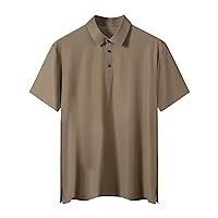 2024 Summer Mens Solid Color Polo Shirt,Casual Short Sleeve Lapel Shirt,Tropical Loose Fit Button-up Shirts Plus Size