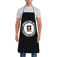 U.S. Army Proud Son Of A Vietnam Veteran Cooking Apron Kitchen Baking Gardening Haircut Apron Funny Bib Aprons For Women Men Chef