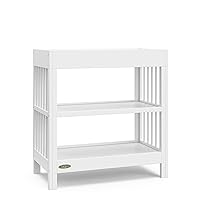 Graco Teddi Changing Table with Water-Resistant Changing Pad (White) - GREENGUARD Gold Certified, Includes Bonus Water-Resistant Changing Pad with Safety Strap, 2 Shelves, Easy-to-Match