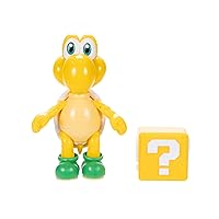 Nintendo Super Mario 4-Inch Green Koopa Troopa Poseable Figure with Question Block Accessory. Ages 3+ (Officially Licensed)