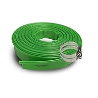 (8 bar) 1-Inch by 100-Feet-General Purpose Reinforced PVC Lay-Flat Discharge and Backwash Hose - Heavy Duty (8 Bar) (116 PSI) 2 CLAMPS INCLUDED (1 Inch)