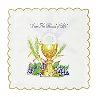 Bread of Life Chalice Pall Traditional Catholic Church Supplies, 7 Inch Square, Pack of 4