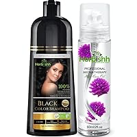 Herbishh Combo Hair Color Shampoo Black 500ml + Essential Care Flower Hair Oil 60ml