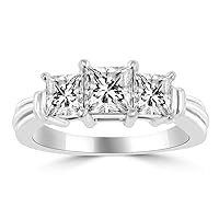 1.45 ct Ladies Three Stone Princess Cut Diamond Engagement Ring in Platinum