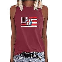 Women American Flag Baseball Tank Tops Mother's Day Funny Graphic Tee Shirts Summer Casual Patriotic Sleeveless Cute Blouses