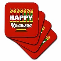 3dRose Happy Kwanzaa Red Green and Black Kinara - Coasters (CST_350522_1)