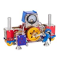 Engine Model Kit, Horizontal Opposed Double-Cylinder Flame-Licker Suction Fire Vacuum Stirling Engine Power Generator Model
