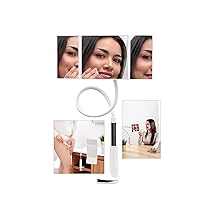 Flexible Desk Mirror, Get Comfortable to do Makeup, Lashes, Hair Styling, and Shaving. Self Brazilian Waxing Mirror, Trifold Mirror, and Cosmetic Mirror for Desk (White)
