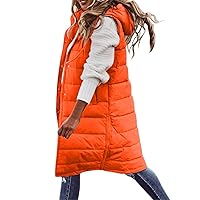 Plus Size Long Hooded Vest Women Windproof Padded Waistcoat Winter Sleeveless Jacket Hoodies Zip Up Casual Overcoat