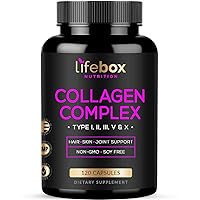 Multi Collagen Capsules Complex - Types (I, II, III, V & X) - High Absorption Collagen Supplements Pills for Hair Growth, Joint Support, Healthy Hair, Skin & Nails - 120 Capsules