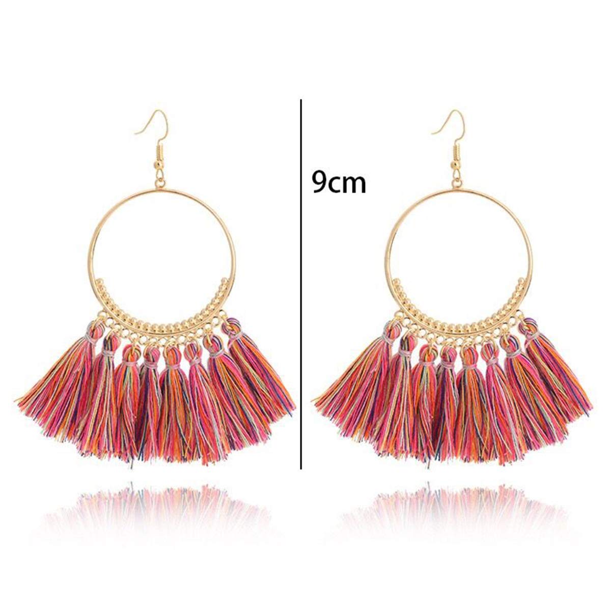 LANTAI 12 Pairs Bohemian Tassel Earrings Set-Trendy Colorful Fringe Summer Beach Statement Earrings for Women Girls