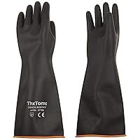 ThxToms Heavy Duty Latex Gloves, Resist Strong Acid, Alkali and Oil, 18