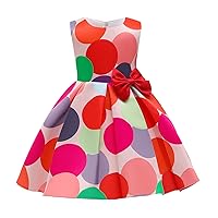 Children's Dress Satin Children's Wear New Girls Sunset Dress Polka Dot Print Open Back Lace and Mesh Bridesmaid
