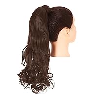 Synthetic Long Natural Wavy Ponytailtail Hair Extension For Women Wrap Around Clip-In Ponytailtails Hairpieces Dark Brown 20inches