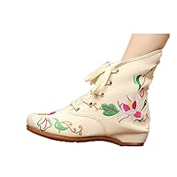 Women and Ladies The Lotus Embroidery Fall & Winter Ankle Boot Shoe