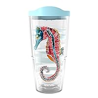 Tervis Sara Berrenson Atlantica Collection Made in USA Double Walled Insulated Tumbler Travel Cup Keeps Drinks Cold & Hot, 24oz, Seahorse