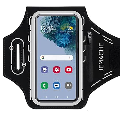 JEMACHE Running Armband for Samsung Galaxy S22 Ultra, S21 FE, S20 FE, S22 Plus, S21 Plus, Note 20 Ultra 10 9, Gym Workouts Arm Band with Earbuds Holder (Black)