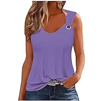 Women's Solid Color Round Neck Loose Sleeveless Vest Fashion Casual Top Sleep Camisole Blouses Women