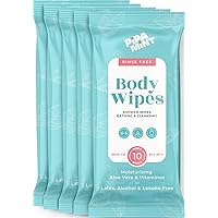 Body Wipes (5 Pack) 50 XL Shower Wipes - Body Wipes for Adults Bathing, Adult Wipes - Bath Wipes for Adults no Rinse, Cleansing Wipes Rinse Free, Body Wipes for Women & Men with Vitamin E & Aloe Vera