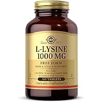 Solgar L-Lysine 1000 mg, 100 Tablets - Enhanced Absorption and Assimilation - Promotes Integrity of Skin and Lips - Collagen Support - Amino Acids - Non GMO, Vegan, Gluten Free - 100 Servings