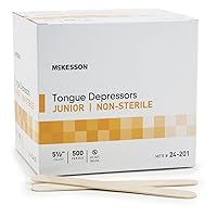 McKesson Tongue Depressor, Non-Sterile, Wooden, Junior, 5 1/2 in, 500 Count