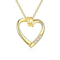 KECHO 14k Gold Heart Necklace for Women, Fine Gold Pendant Jewelry Birthday Gifts for Wife/Mom/Girlfriend
