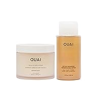 OUAI Detox Duo - Clarifying Detox Shampoo with Apple Cider Vinegar & Keratin + Foaming Scalp & Body Scrub Exfoliator that Cleanses and Removes Buildup - Sulfate-Free Hair Care (2 Count, 10 oz/8.8oz)