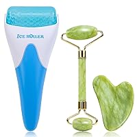 Facial Roller Set of 3, Ice Roller, Jade Roller and Gua Sha Massage Tool, Rolling Tool for Facial Beauty and Body Massage