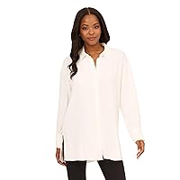 Adrianna Papell Women's Airflow Woven Button Down Top W/Side Slits