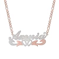 Gifts for Women Personalized Name Necklace 18k Gold Plated Custom Necklaces Double Diamond Choker Pendant Necklace Two-Tone Name Necklace Chain for Girls
