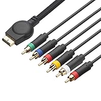 6FT Component AV Cable 6RCA Plug Premium High Resolution HDTV Component RCA Audio Video Cable Compatible with Playstation 3 PS3 and Playstation 2 PS2 Gaming Console