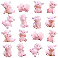 MAOMIA Miniature Pig Figurines,8 Pcs Cute Pink Piggy Toy Figures Toy Cake Toppers Decoration for Fairy Garden Car Party DIY Craft Project Decor