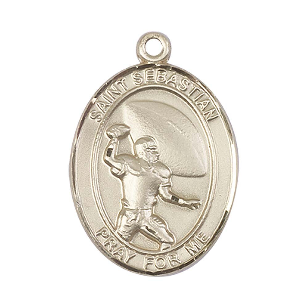 F A Dumont 14kt Gold St. Sebastian/Football Medal. Patron Saint of Athletes/Soldiers