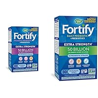 Nature's Way Fortify Extra Strength Probiotics for Women + Prebiotic, Digestive and Immune Health & Fortify Daily Probiotic + Prebiotic for Men and Women, 50 Billion Live Cultures