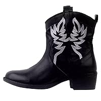 Boots For Women Vintage Pattern Motorcycle Boots Mid-Tube Rider Boots Shoes