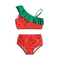 Girls 3 Piece Swimsuit Summer Toddler Girls Watermelon Printed Ruffles Two Piece Swimwear Swimsuit 5t Bathing