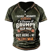 T-Shirts for Men,Plus Size Fashion Summer Short Sleeve Button Top Printed Casual Trendy Tees Blouse T Shirt
