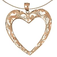 Heart Necklace | 14K Rose Gold Heart Pendant with 18