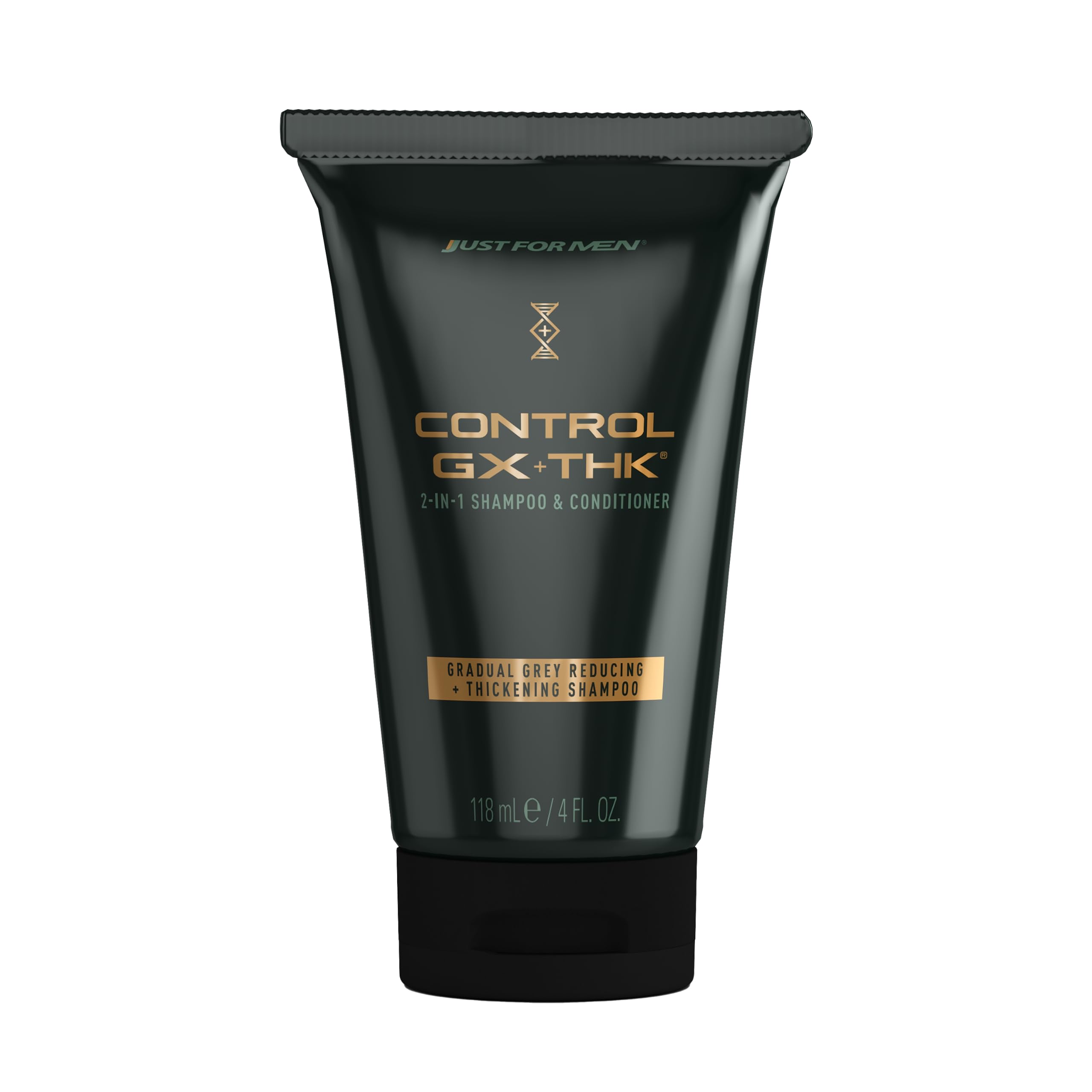 Just for Men Control GX + THK Grey Reducing and Thickening 2-in-1 Shampoo & Conditioner with Alpha Keratin, Thickens Hair Up to 20%, Works with Every Hair Texture, 4 oz (Pack of 1)