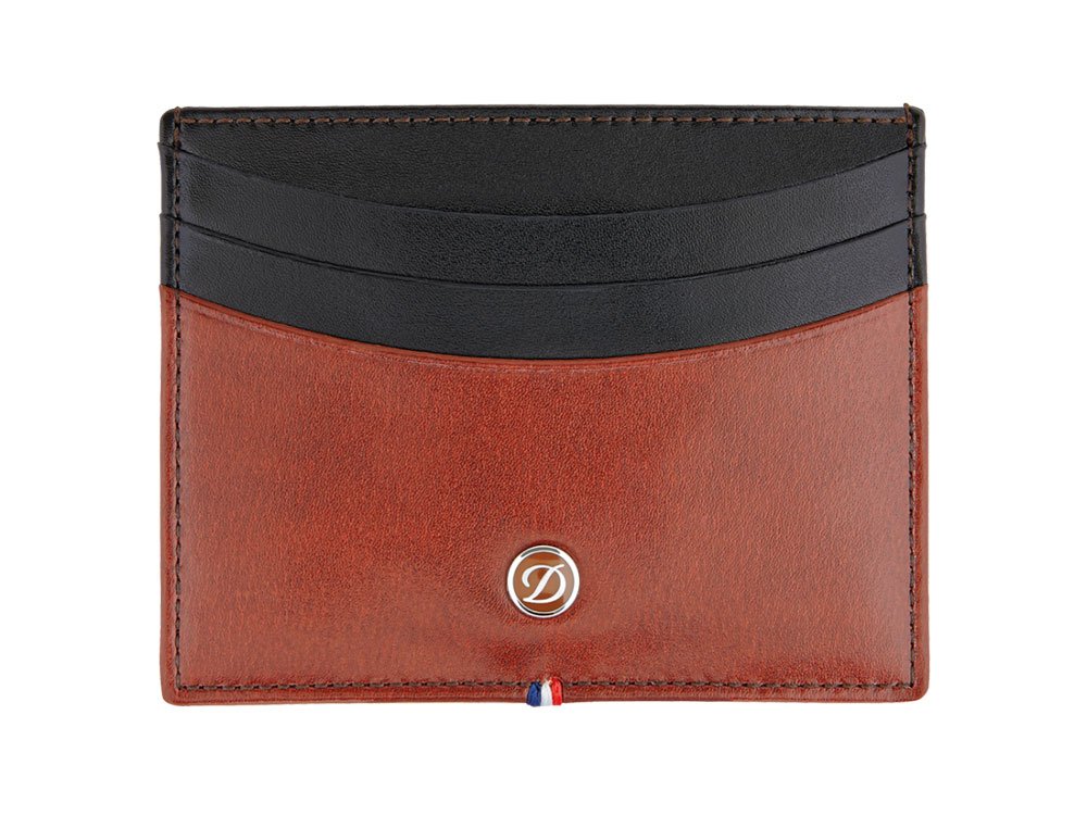 S.T Dupont D-180192 Line D Leather Credit Cards Holder - Brown/Black