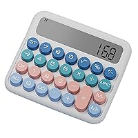 Typewriter Calculator, Big Button Calculator for Daily and Basic Office, 12 Digit Display Vintage Style Cute Calculator Solar Battery Powered Calculator Blue (not inculde Battery)