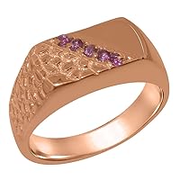 10k Rose Gold Natural Pink Tourmaline Mens band Ring - Sizes 6 to 12 Available