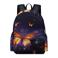 Butterfly Starry Sky Galaxy Backpack Printed Laptop Backpack Casual Shoulder Bag Business Bags for Women Men
