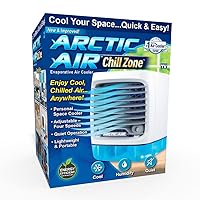 Chill Zone Evaporative Cooler with Hydro-Chill Technology, Portable Fan with 4 Adjustable Speeds, 8-Hour Cooling, Fan for Bedroom, Living Room, Basement, Office & More