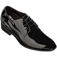 Toto Men's Invisible Height Increasing Elevator Shoes - Black Patent Leather Lace-up Formal Oxfords - 3 Inches Taller - D16026