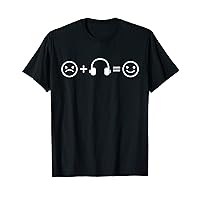 Music Sad Face Headphones Happy Face Funny T-Shirt