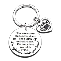 Pet Memorial Gifts When Tomorrow Starts Without Me Dog Cat Remembrance Keychain Loss of Dog Pup Puppy Sympathy Gifts for Men Women Pet Lover Owner Friends Rainbow Bridge Paw Print Presents